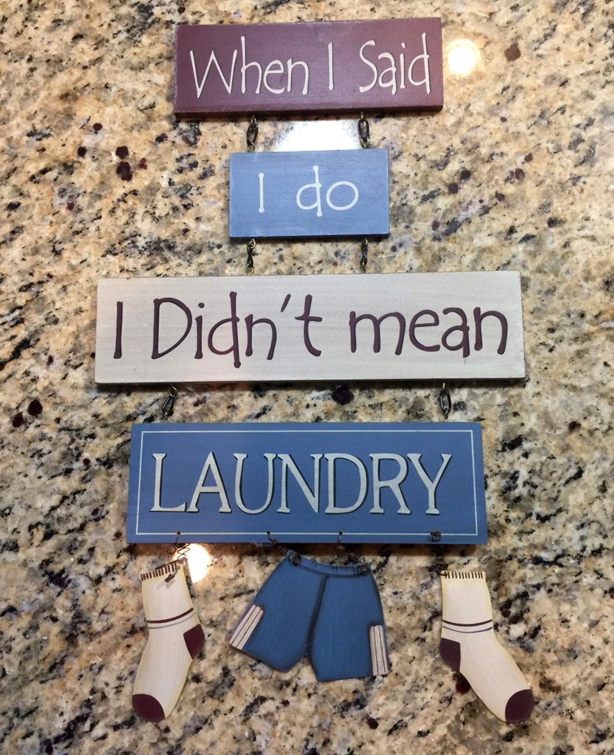 Laundry Room Sign Decor Hanging Humorous Rustic Wall Art Wood & Metal Country