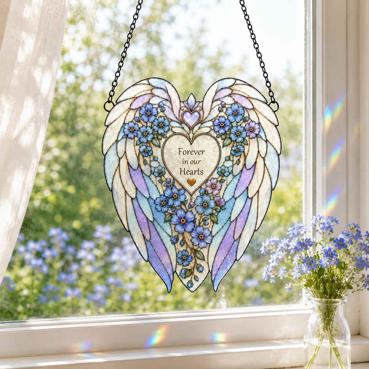 Personalized Christian Memorial Acrylic Suncatcher, Guardian Angel Wings
