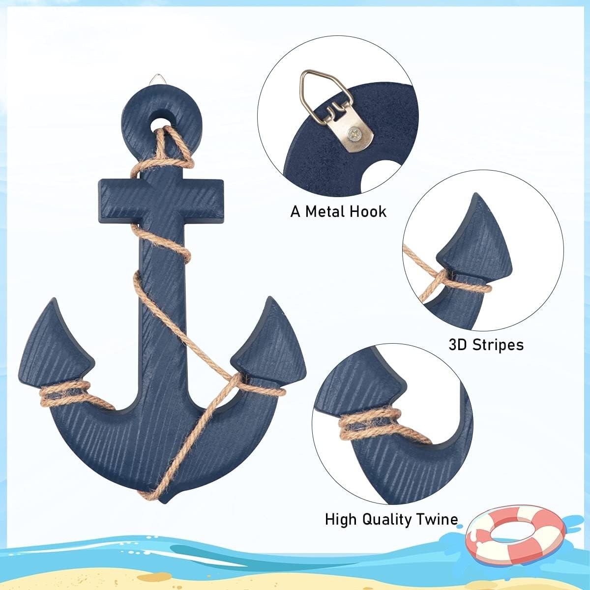 Versatile 7.7″ x 13″ Wooden Anchor Decor with Rope – Perfect Gift Idea