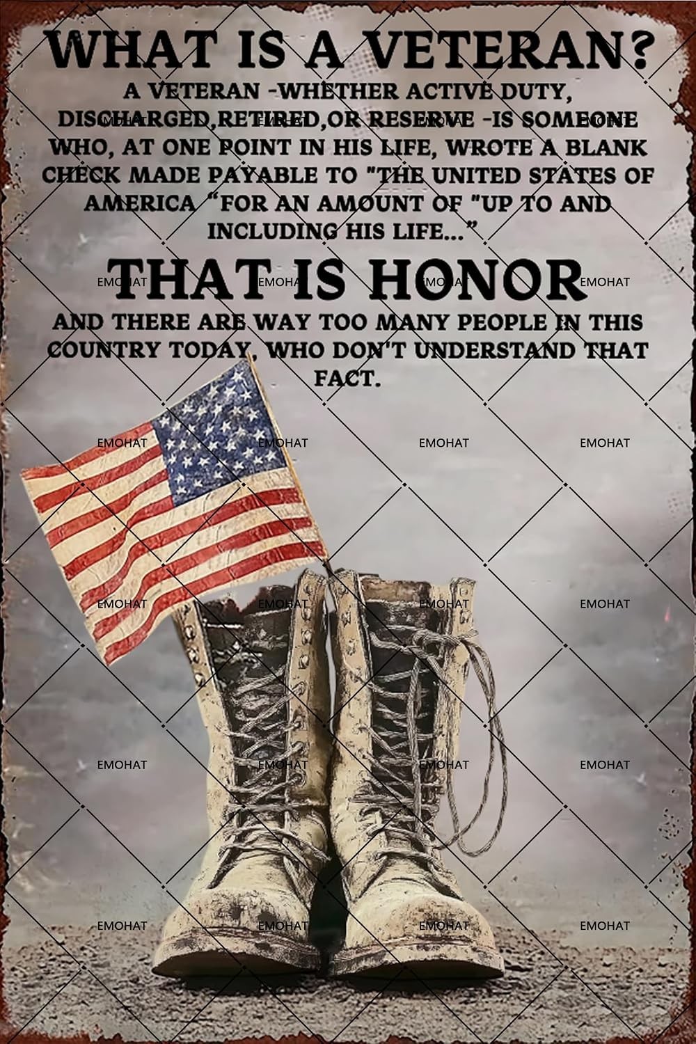 Military Decor Army Patriotic Metal Sign Wall Decor What Is a Veteran Metal Tin