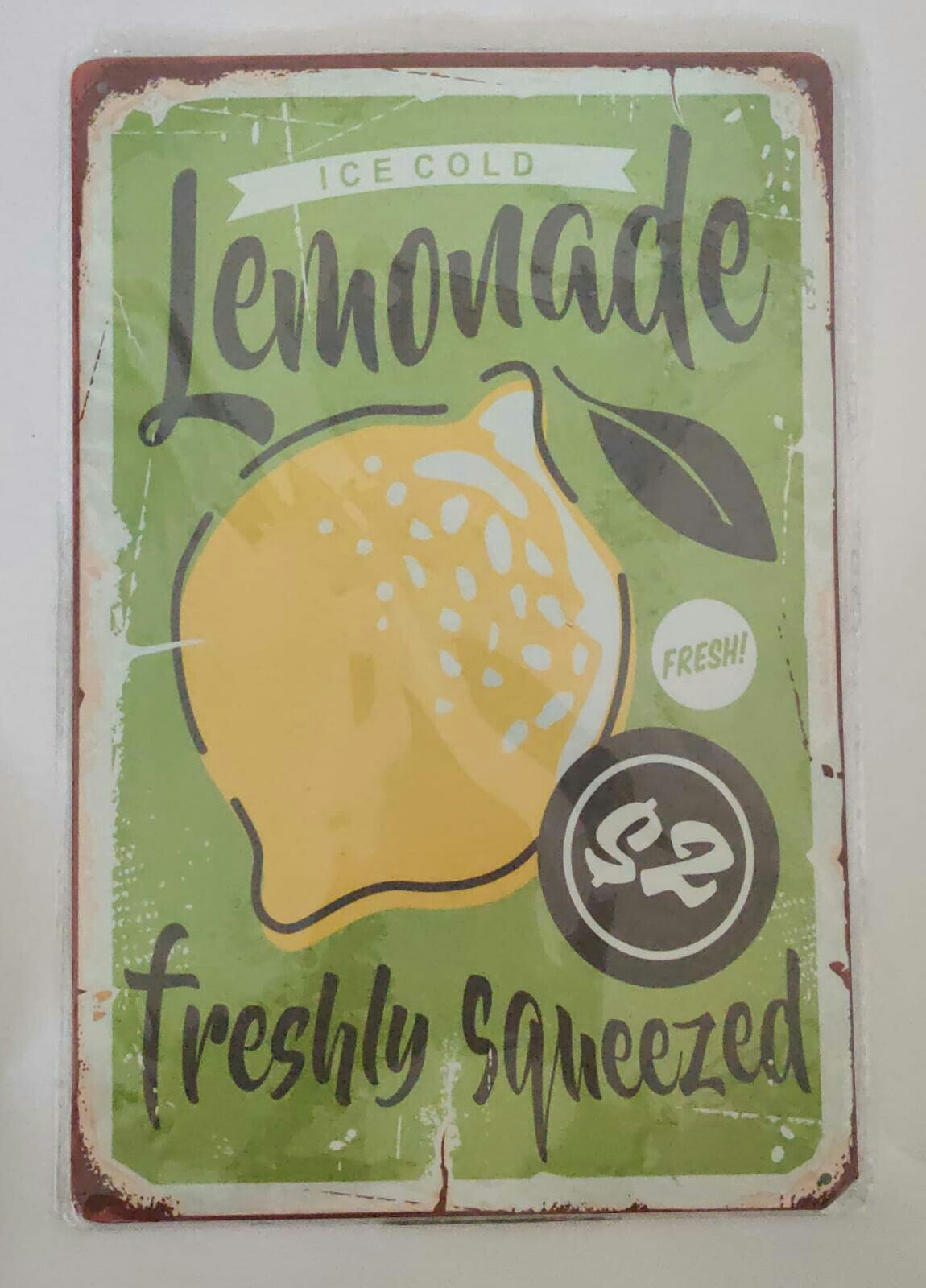 Funny Retro Vintage Metal Tin ‘Ice Cold Lemonade Freshly Squeezed’ 30 X 20 cm