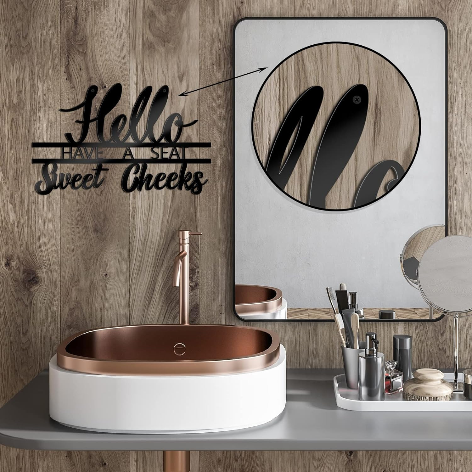Hello Sweet Cheeks Sign Have a Seat Wall Sign Metal Bathroom Wall Decor Funny Ba