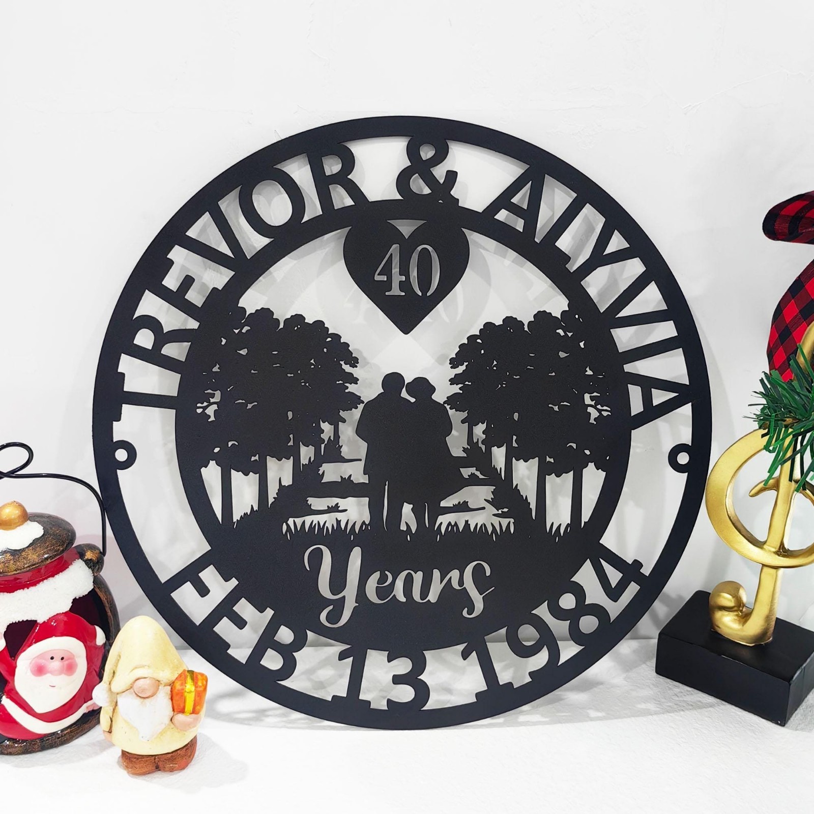 Personalized Anniversary Metal Wall Art, Custom Couple Years Sign