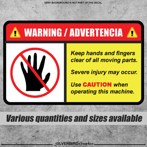 Warning Watch Your Hands and Fingers sticker decal machine safety vinyl caution
