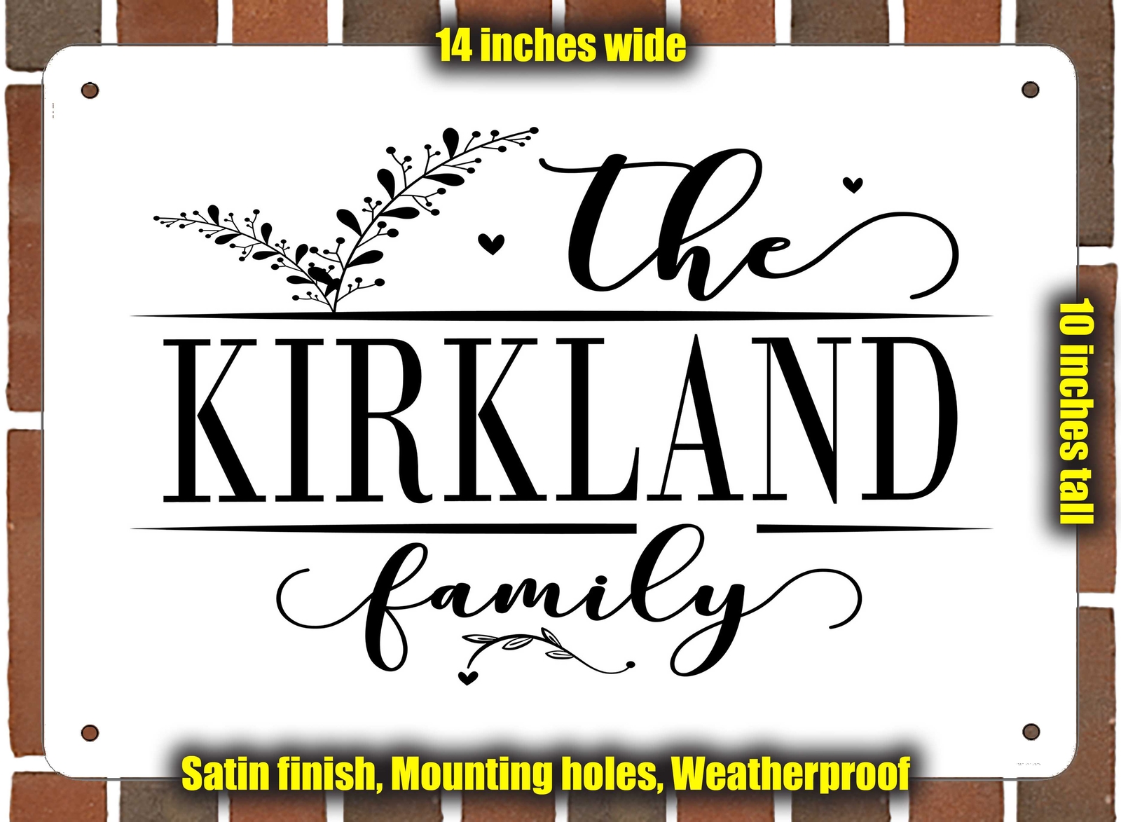 Kirkland Family Decorative Metal Door or Wall Plaque (Style 2)