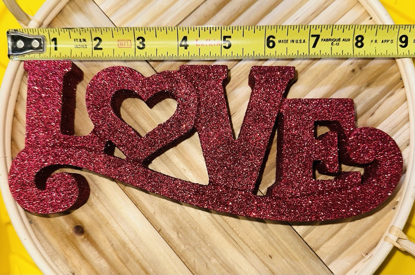 Red Sparkly And Glittery Love Sign 8.5″×3.5″ x 1” Home Decor Free Standing