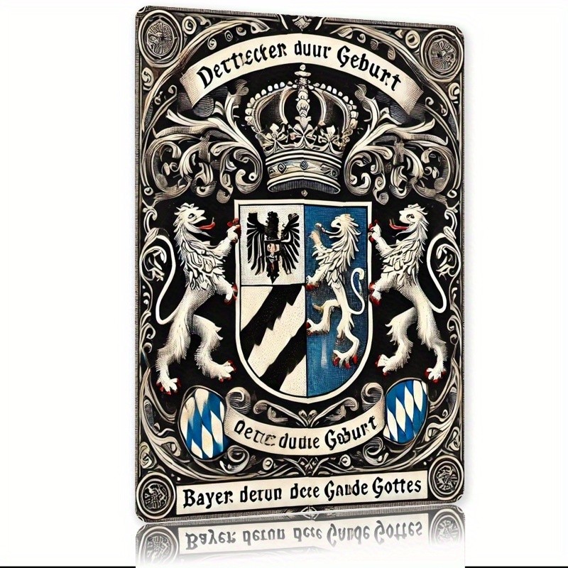 1pc German Coat of Arms Iron Wall Art, 8×12 inch Tin Metal Signs, Durable Home