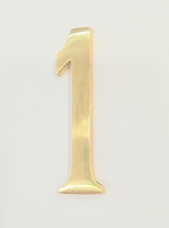 100 MM 4″ HEIGHT BRASS HOME DOOR MOUNTED & WALL MOUNTED NUMBERS “1”