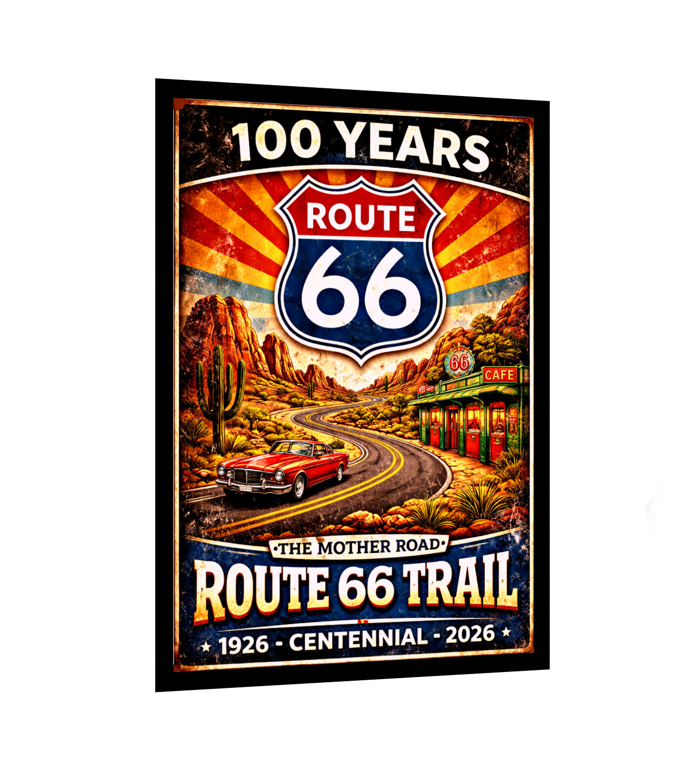 100TH Anniversary Round Route Stickerl America’s Highway Historic Route 66