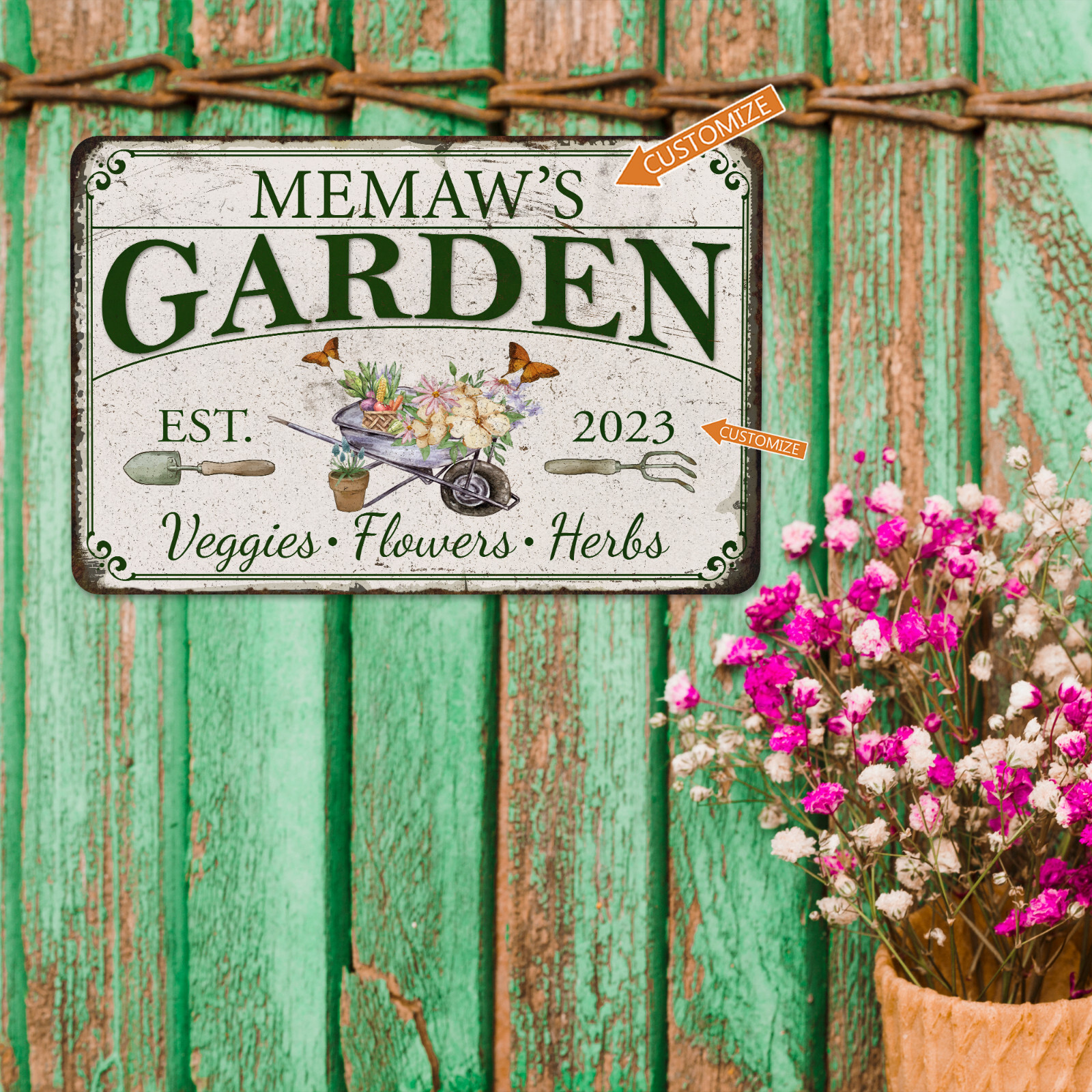 Personalized Garden Sign Veggie Flower Mother’s Day Gift Greenhouse 108120127003