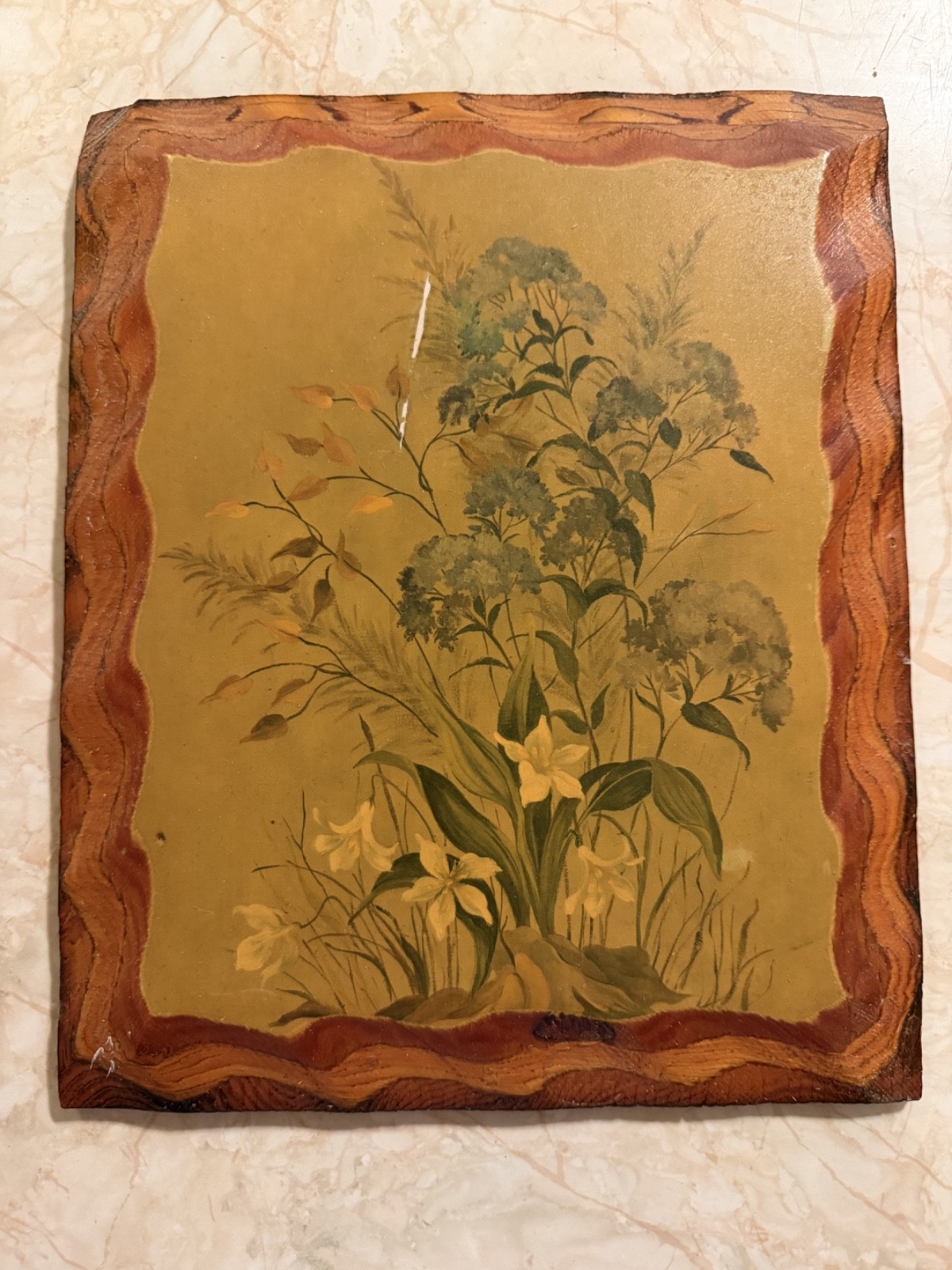 Vintage Rustic Botanical Wood Wall Plaques Set of 2 Cottagecore Floral Decor