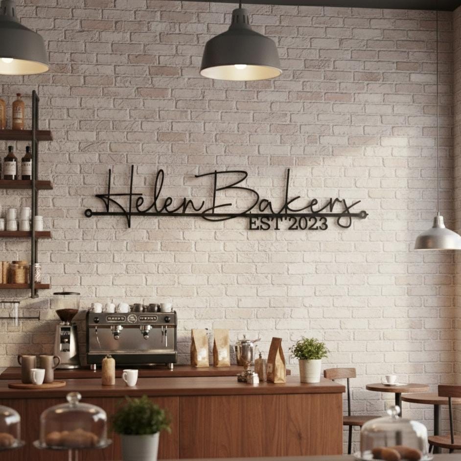 Custom Metal Name Sign, Personalized Family Name Wall Art, Business Logo Sign