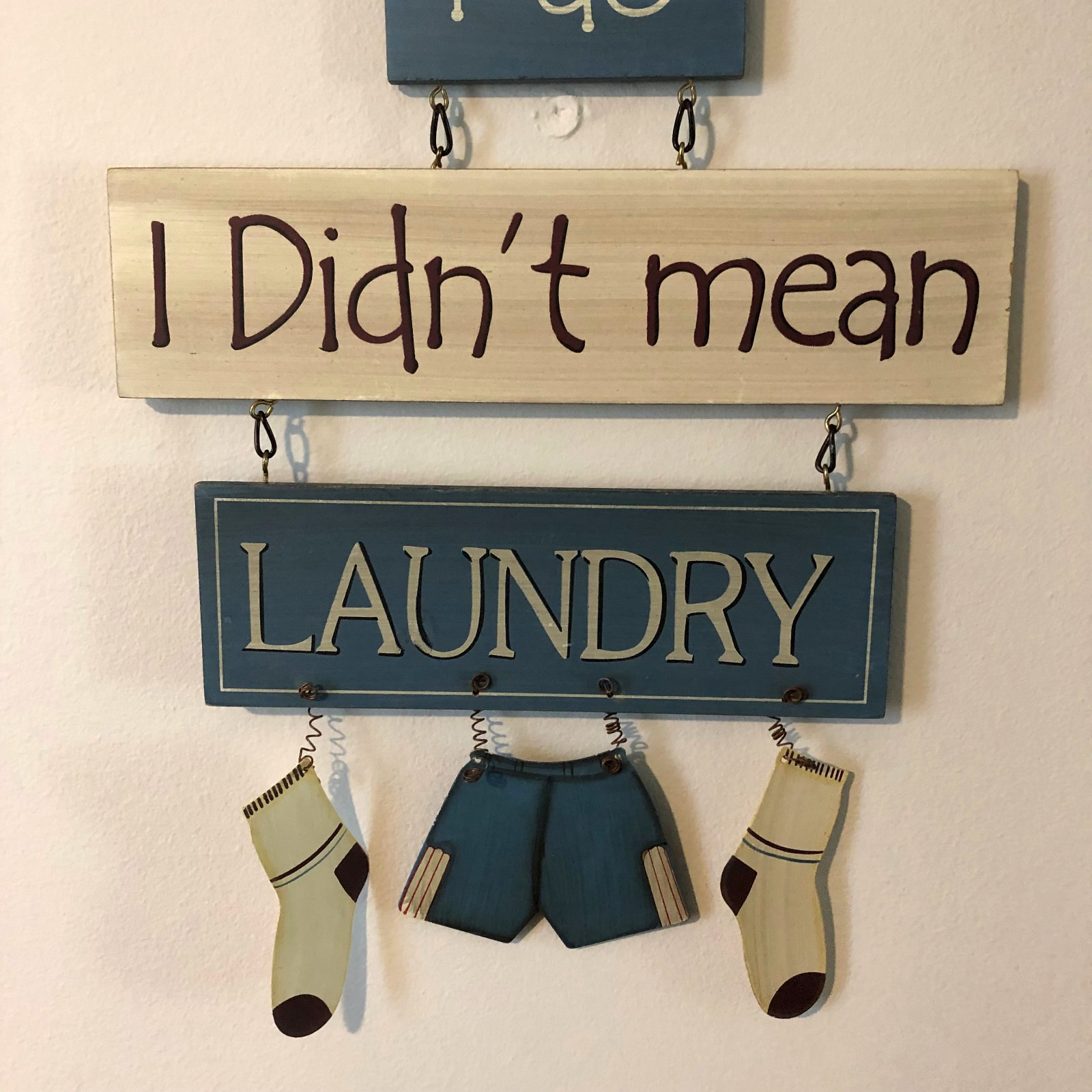 Laundry Room Sign Decor Hanging Humorous Rustic Wall Art Wood & Metal Country