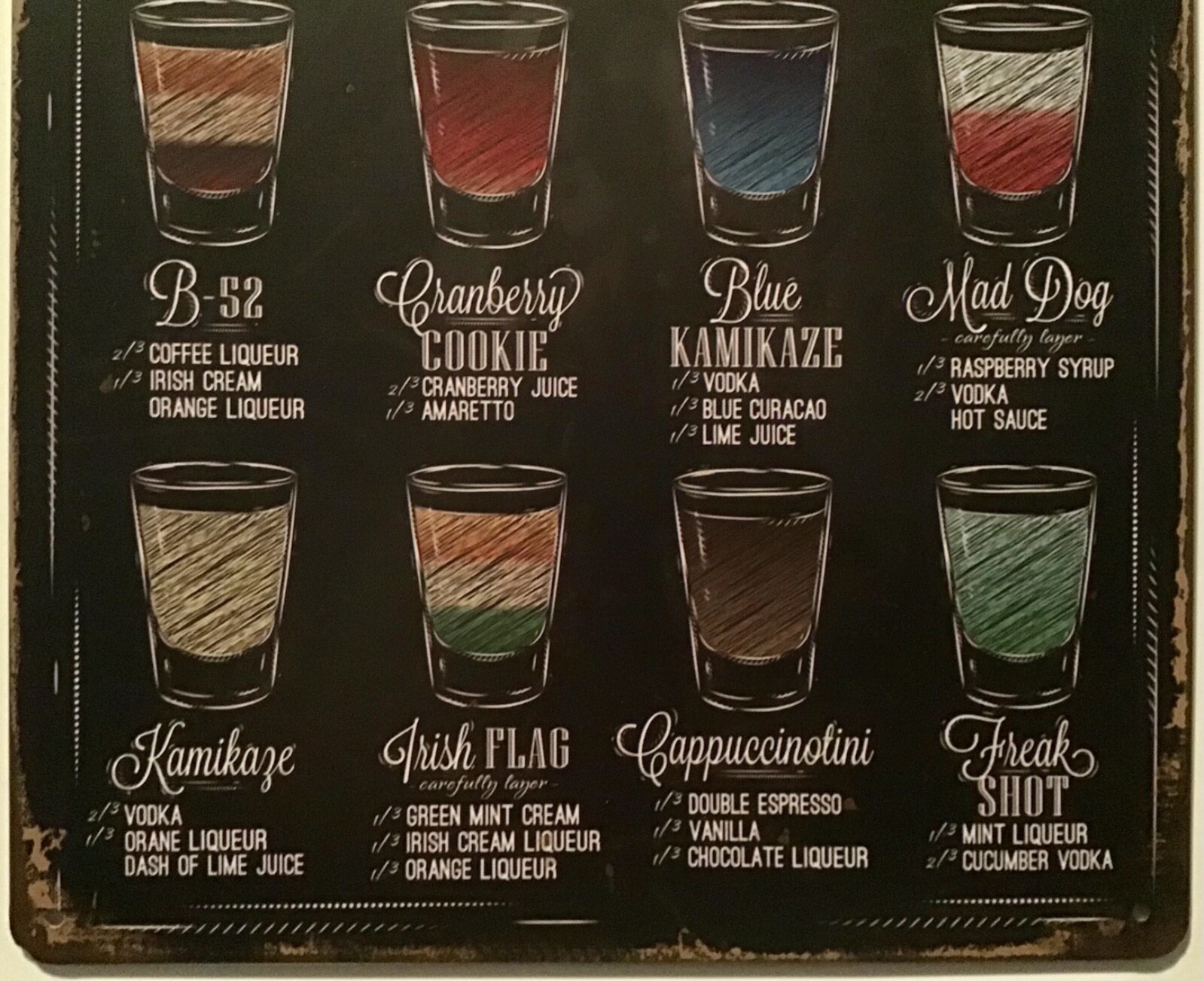 TWO 8×12 TIN SIGNS Tiki Bar Aloha Shots recipe alcohol kamikaze cocktails 848