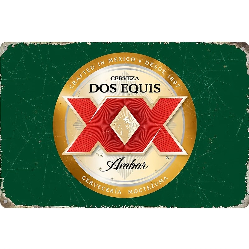 Vintage Dos Equis Metal Sign – 8.0×12.0 inch, Rustic Tin Metal Signs