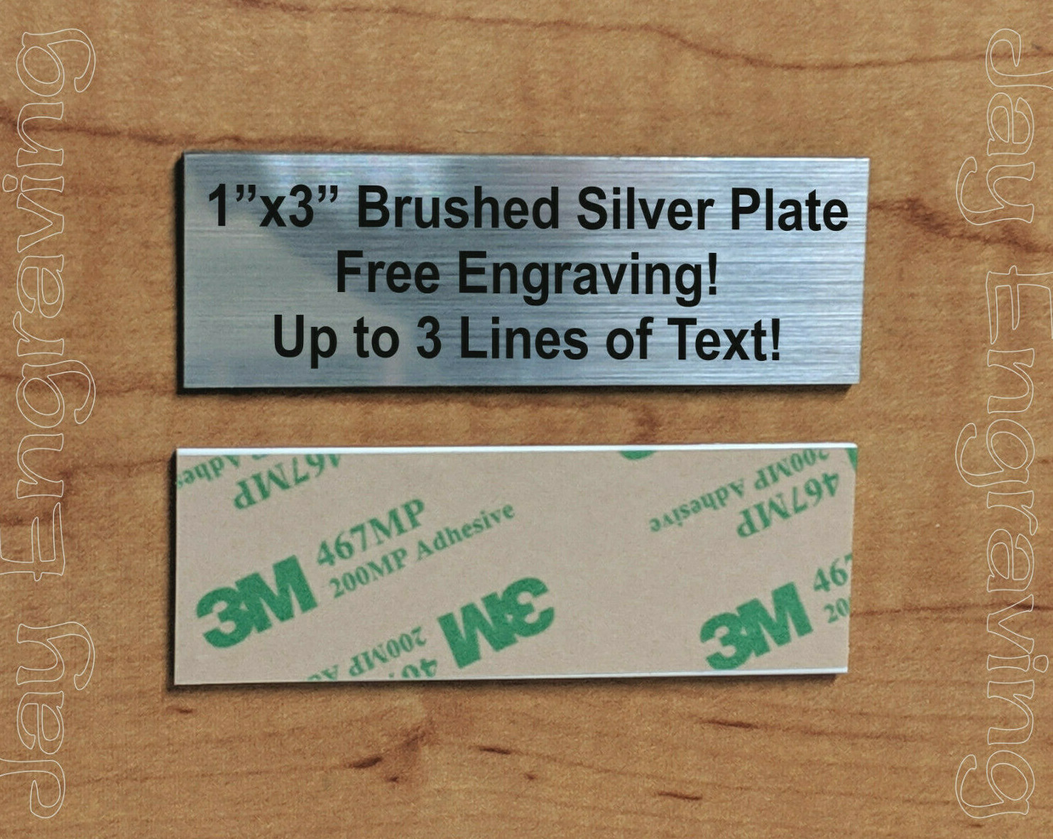 Custom Engraved 1×3 Brushed Silver Nameplate Tag Sign Plaque Data