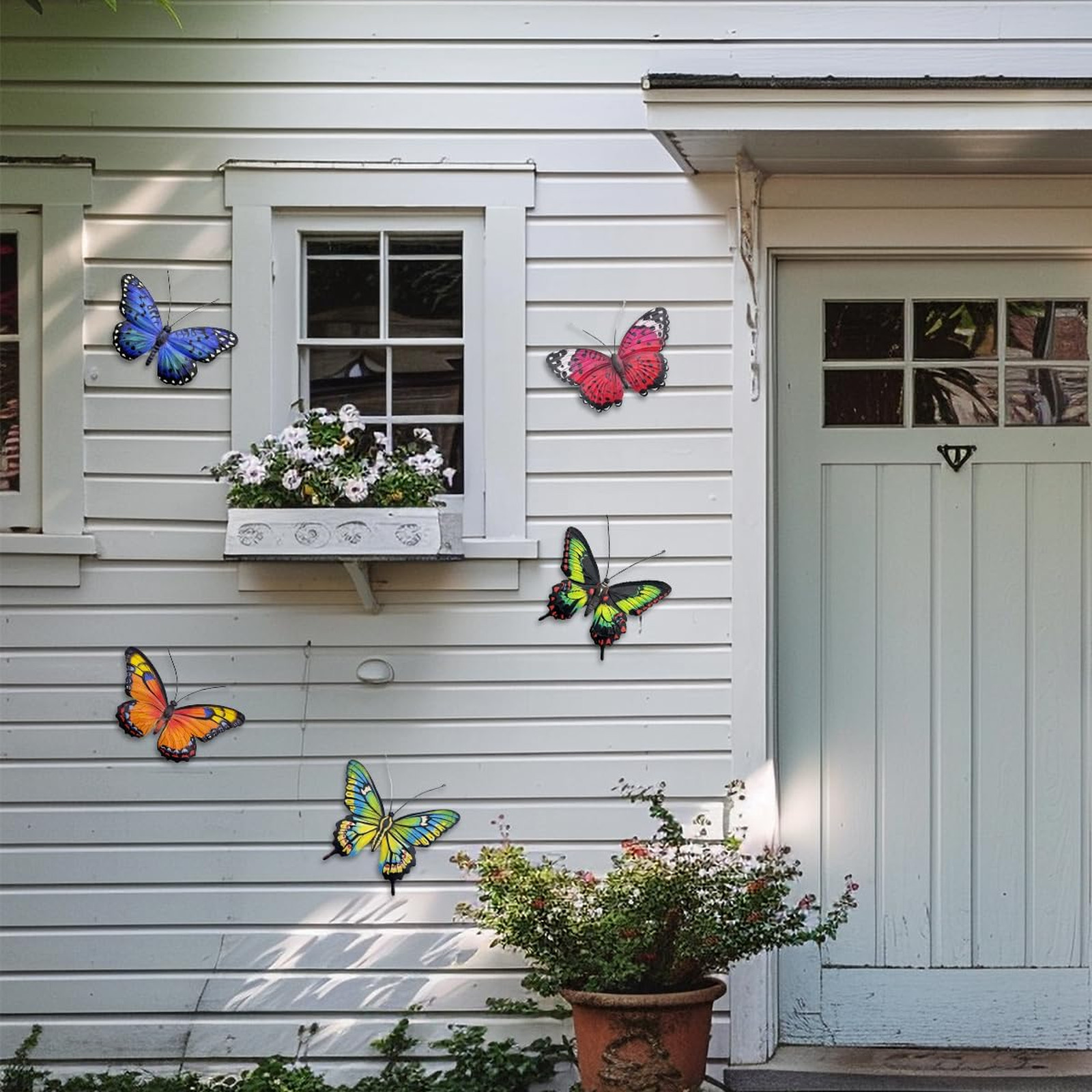 Metal Butterfly Wall Decor Set of 5 Outdoor 3D Garden Yard Fence Patio Swing