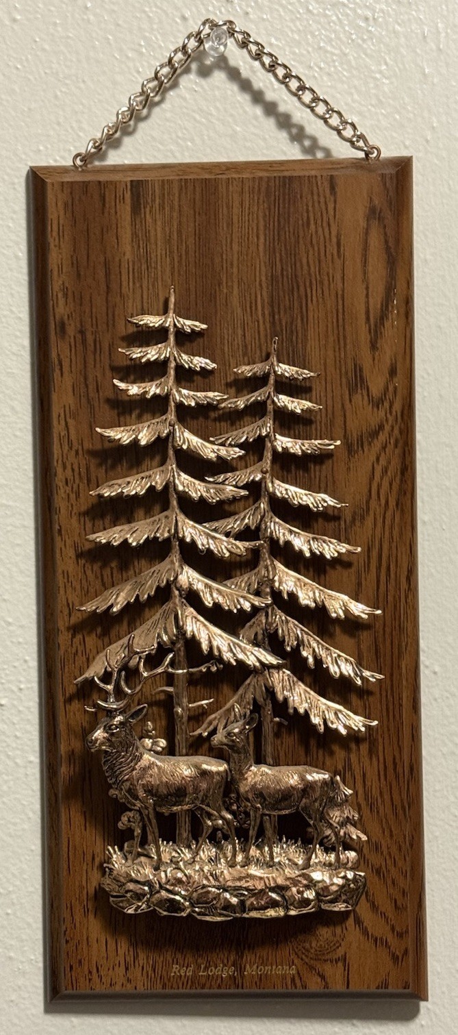 MONTANA Copper-Toned Metal Moose MCM 3-D Art Wall Plaque Hanging by A&F – VTG