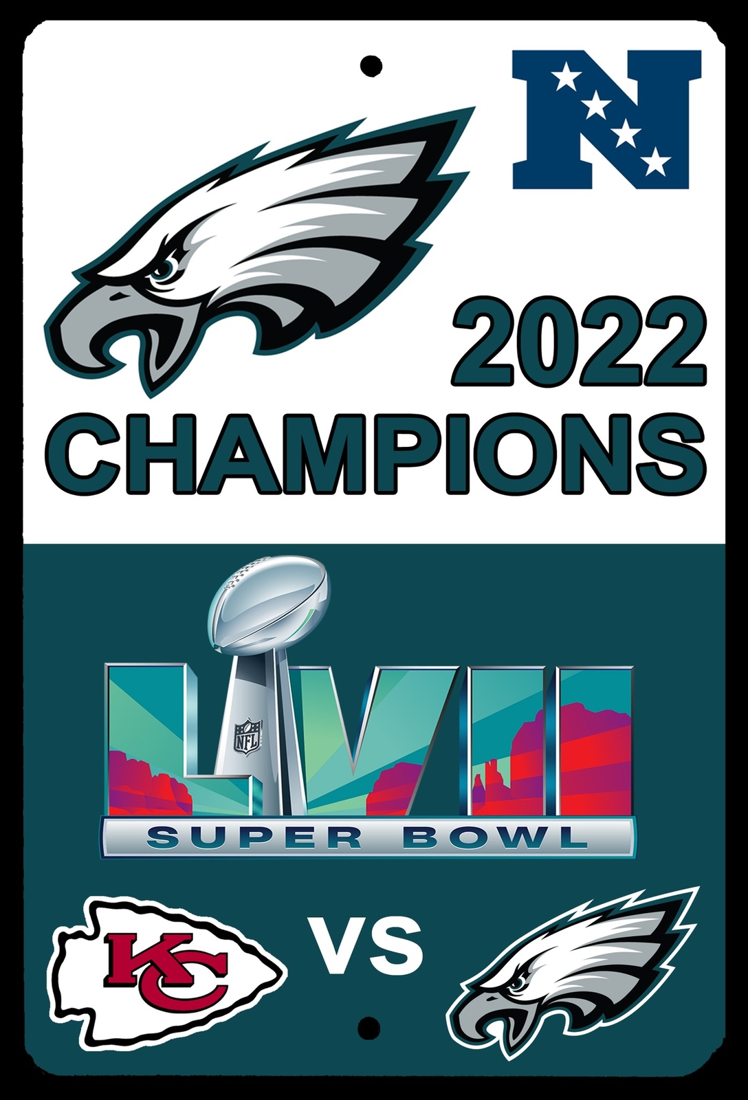High Gloss Tribute Sign Philadelphia Eagles NFC 2022 Champs Champions