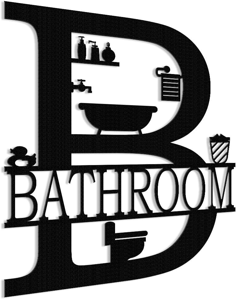 Letrero De Metal Para Baño, Decoración De Pared Para El Hogar, 12 x 14 Pulgadas.