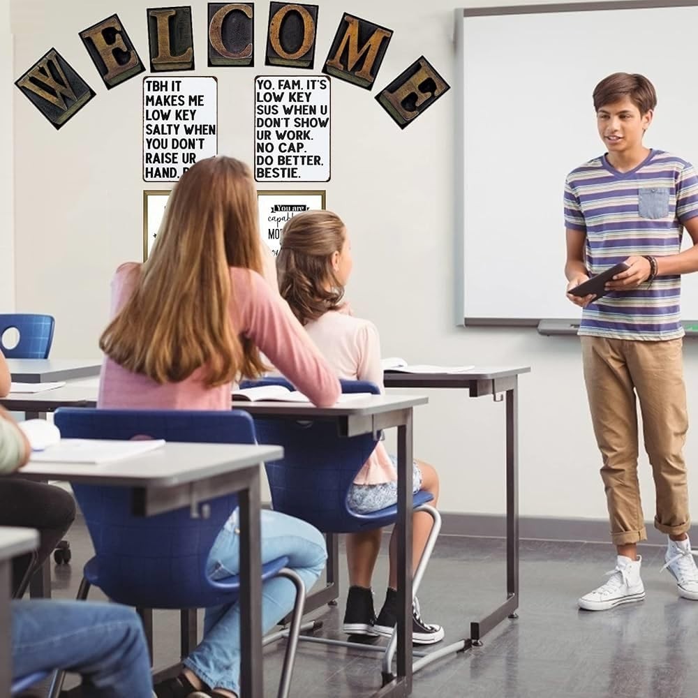 Funny Classroom Tin Sign: ‘It’s Low Key Sus’ for Teachers & Students – 8×12 Inch