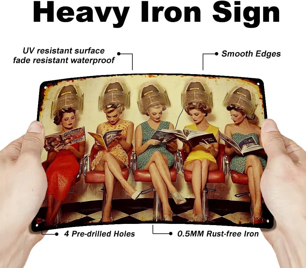 Hair Salon Tin Sign Vintage Metal Wall Art Retro Decorative Plaque 20x30cm