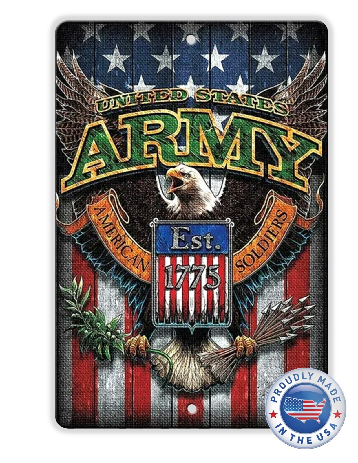 Vintage Look Reproduction Design UNITED STATES ARMY Aluminum Sign 8 x 12
