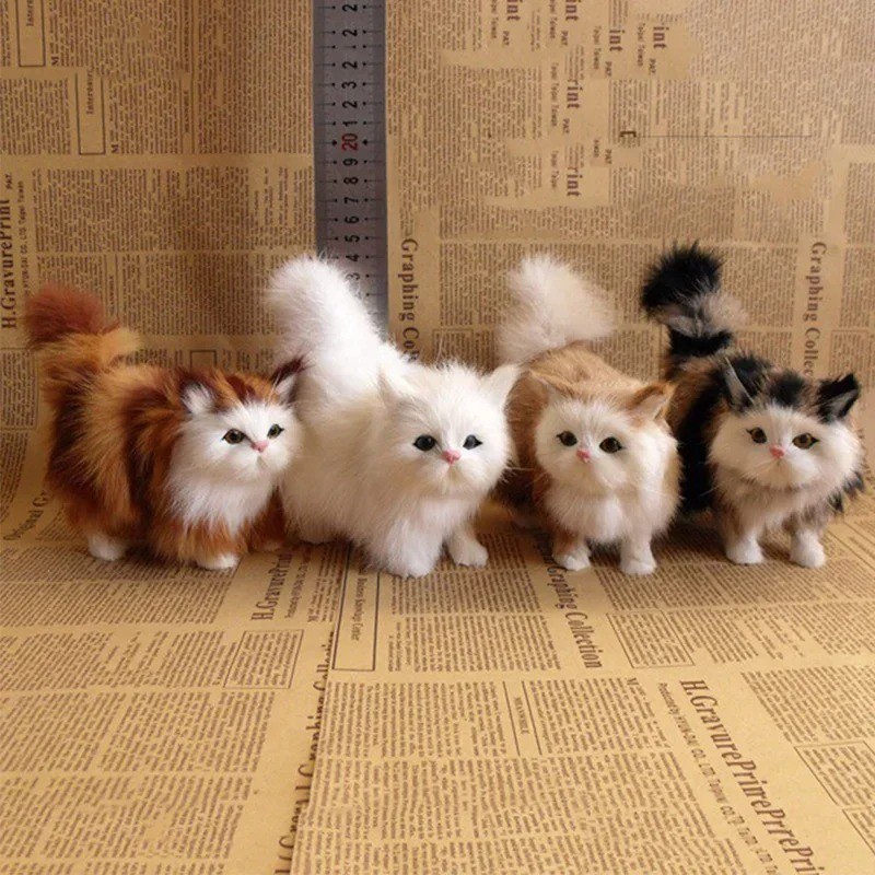 Cute Simulation Cat Plush Toys Soft Stuffed Kitten Model Fake Cat Realist Animal