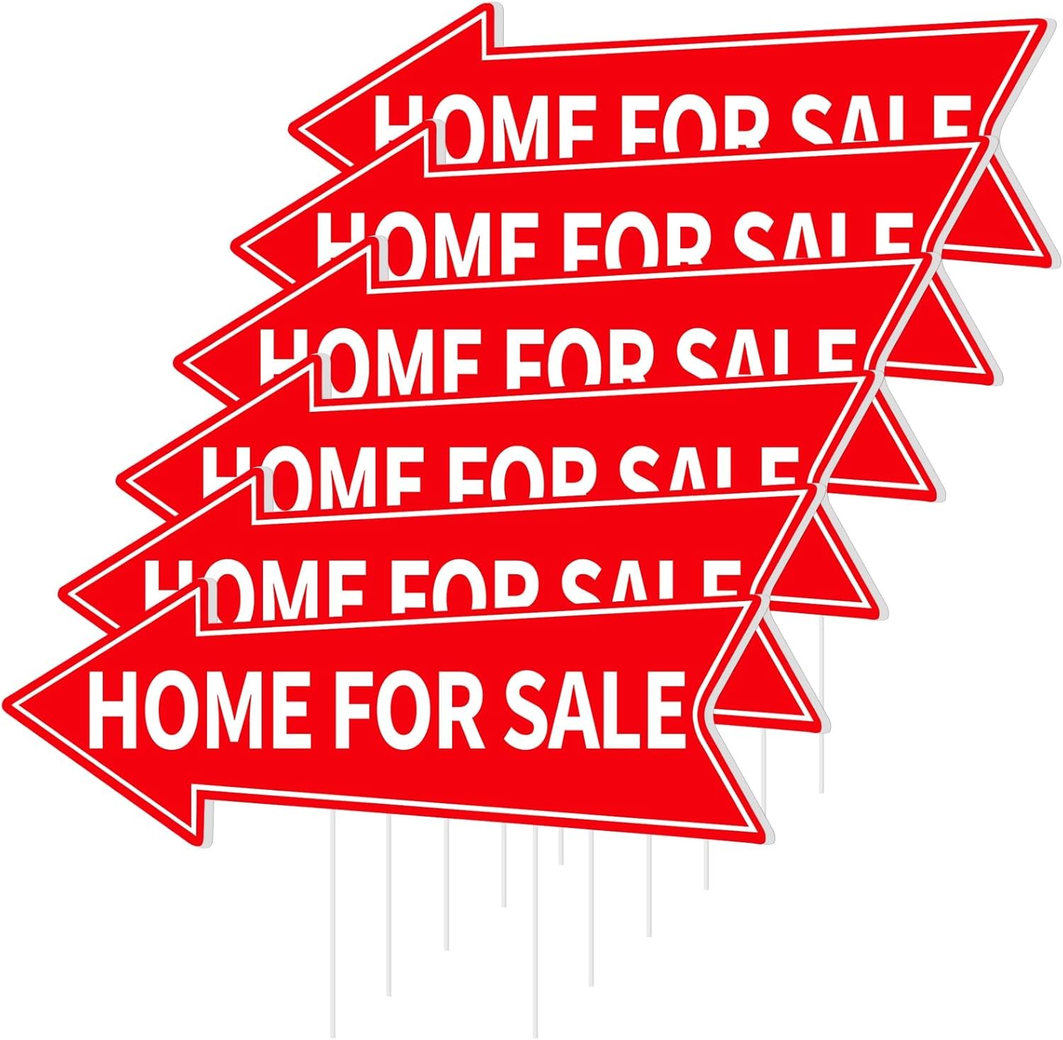 6PCS Home for Sale Signs With Stakes – Red Directional Arrow Double Sided 16 …
