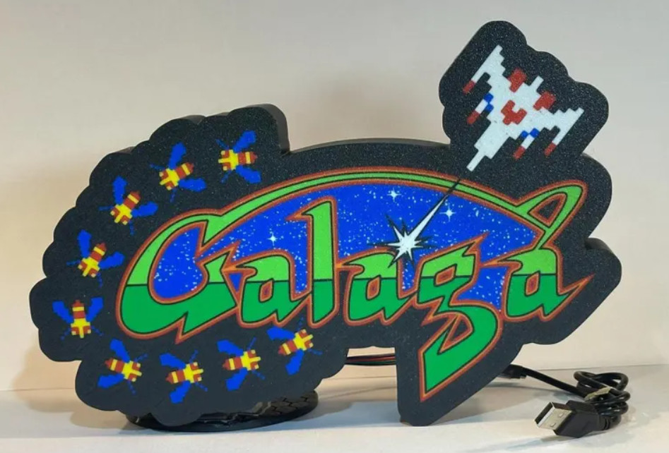 Retro Arcade LED Lighted Sign 3D Printed Wall Decor with Remote Control