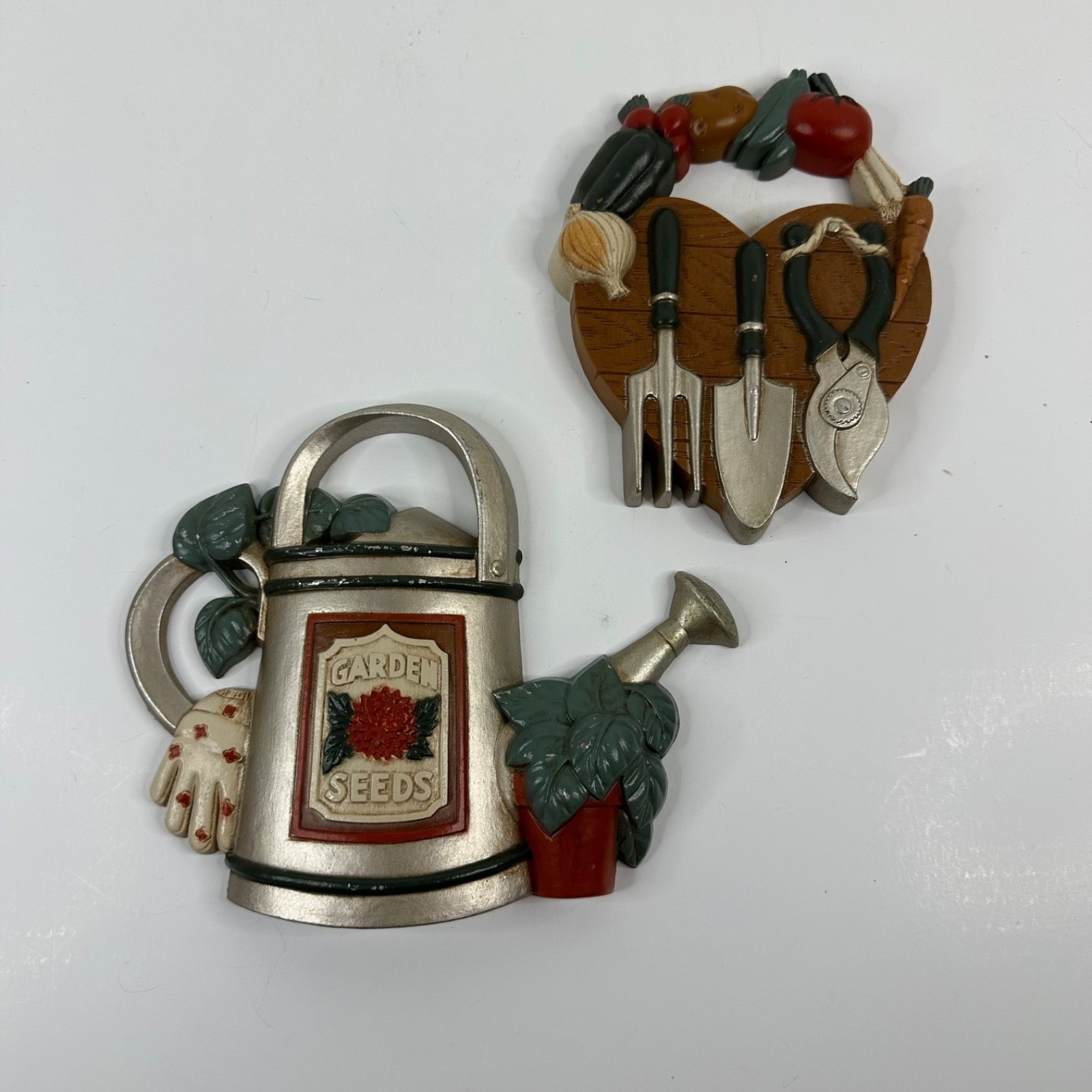 Vintage 1997 Home Interiors Watering Can, Vegetables and Garden Tools Wall Decor