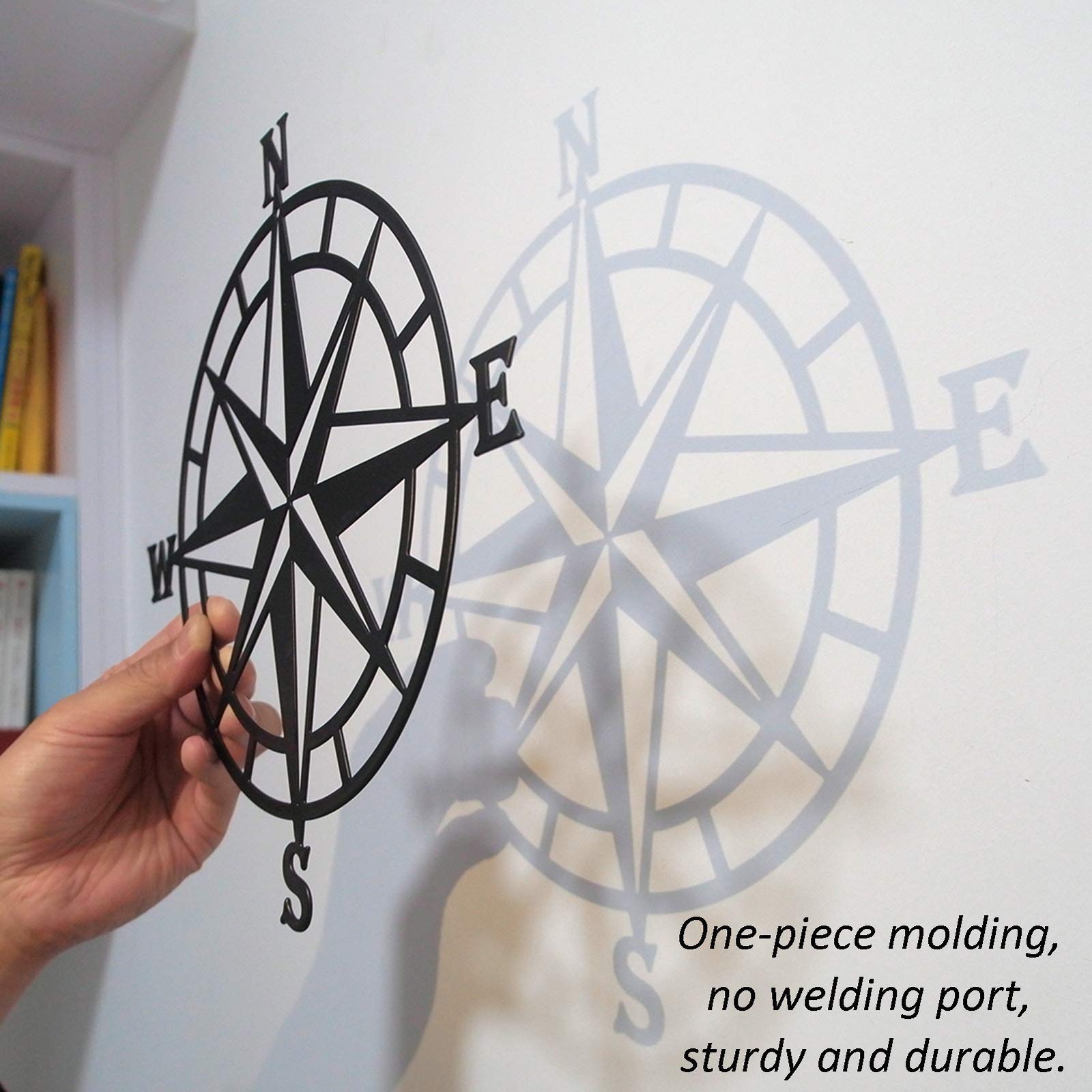 11 Inches Metal Decorative Nautical Compass Wall Decor, Living Room Bedroom O…