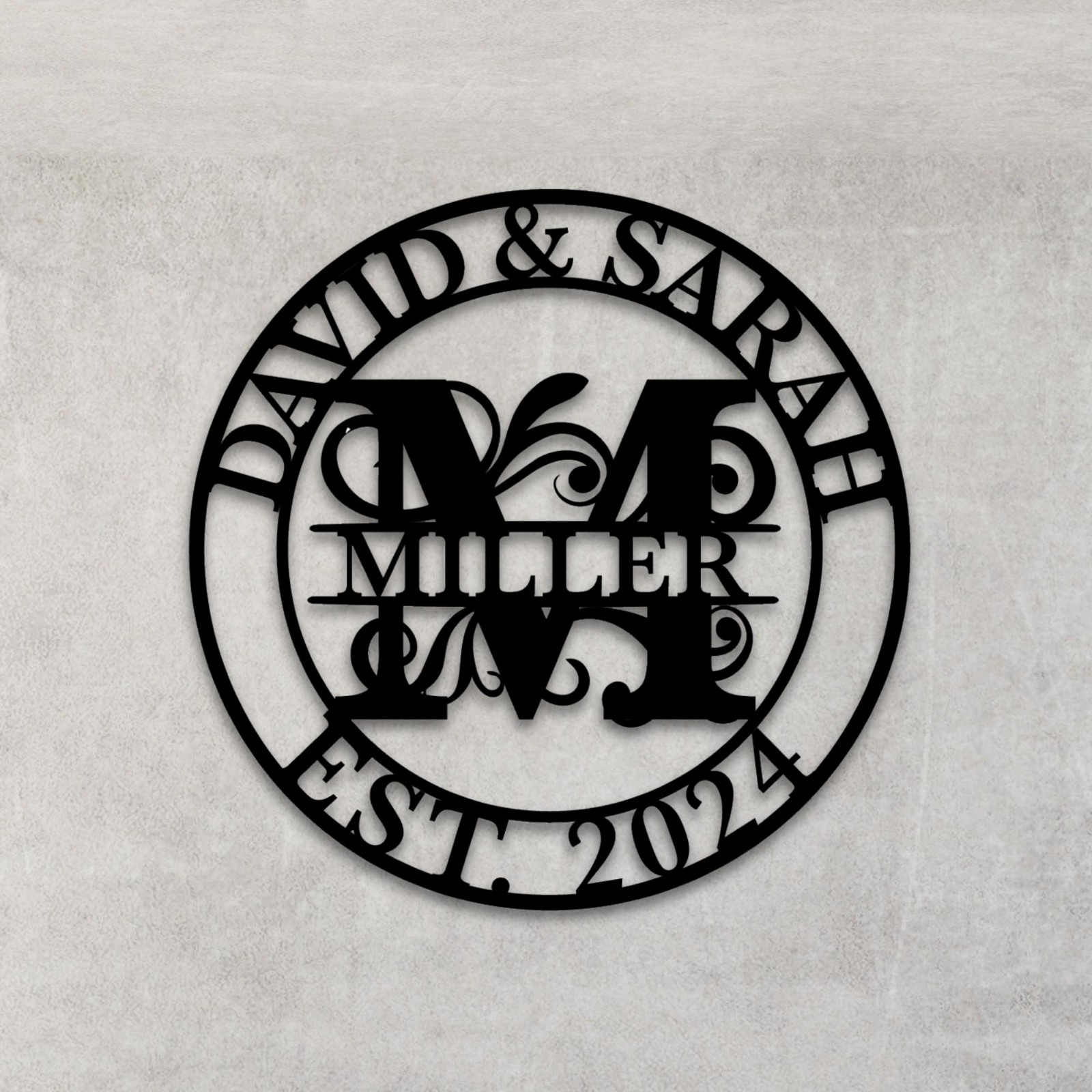 Custom Family Name Metal Sign, Personalized Monogram Wall Decor Gift