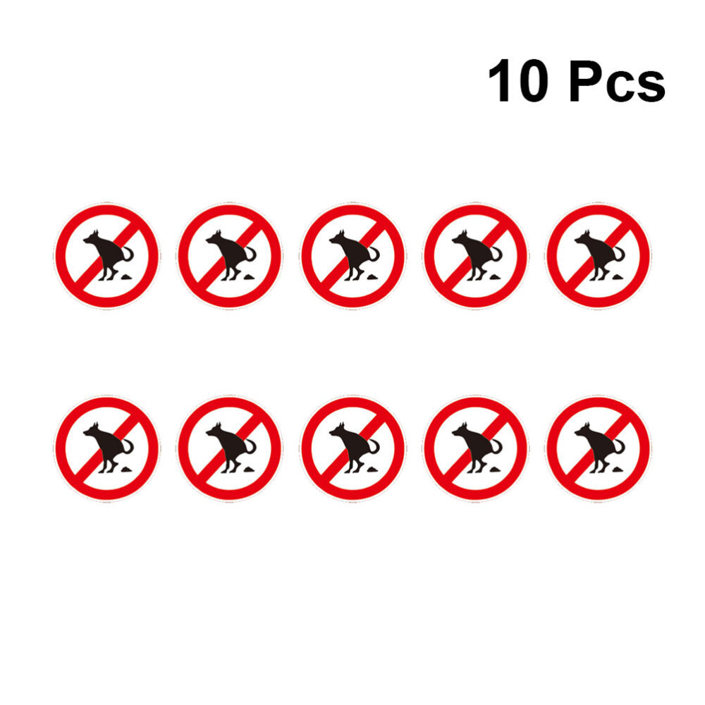 10 Sheets Stickers Waterproof No Pet Poop Sign Dog Pooping Emblems