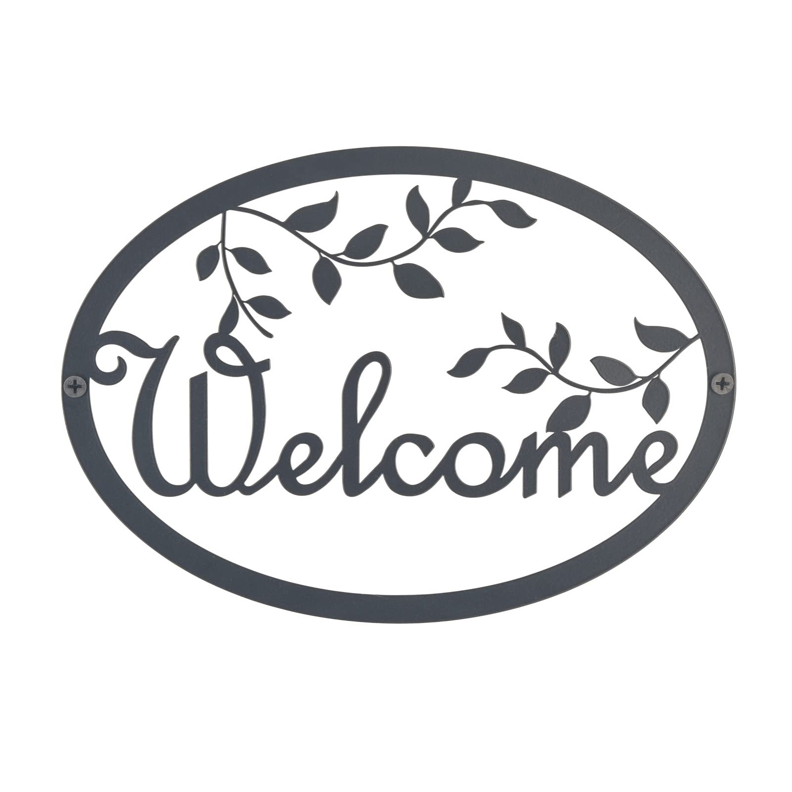 Metal Welcome Sign for Front Door – Black Wall Decor – Indoor Outdoor Home View