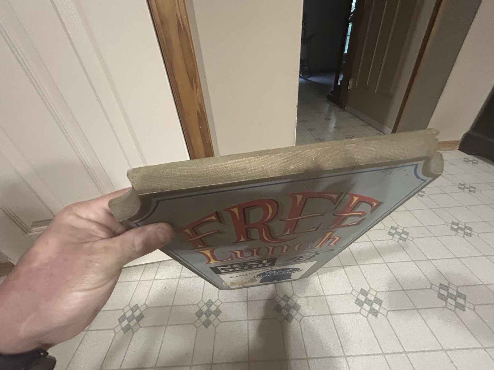 VINTAGE WOOD SIGN PABST BLUE RIBBON BEER SIGN FREE LUNCH PABST BEER SIGN