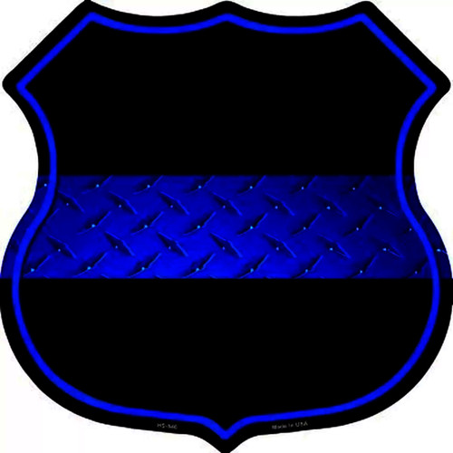 Thin Blue Line 11″ Highway Shield Metal Sign Police Law Enforcement Wall Decor