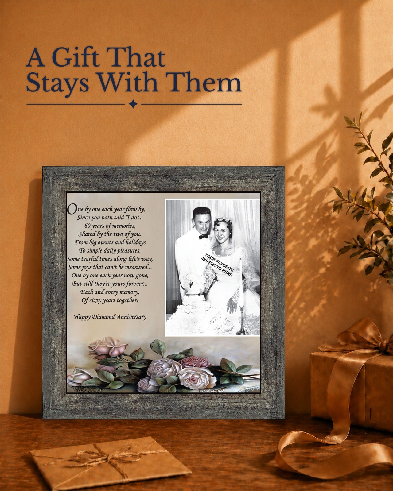60th Anniversary Gifts, Diamond 60th Wedding Anniversary Grandparents Gifts