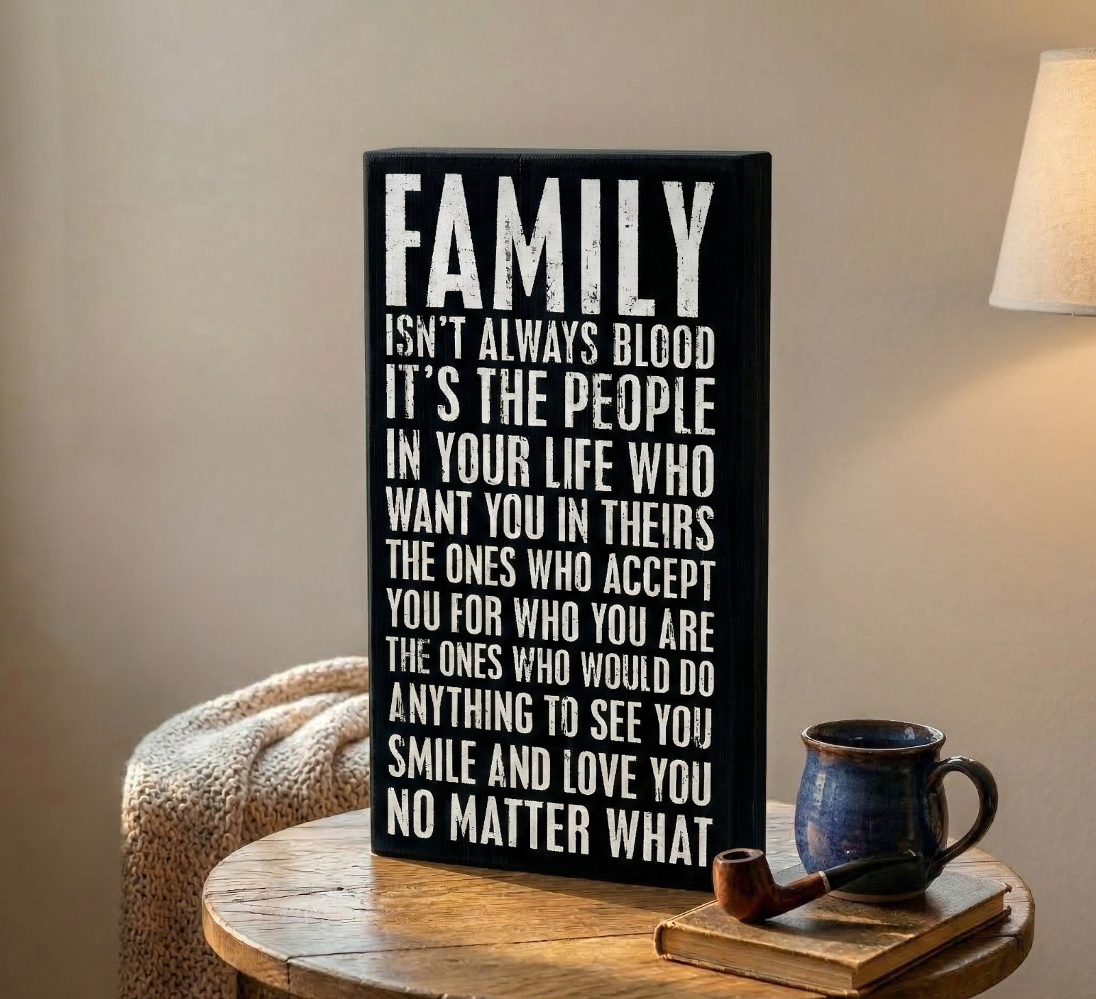 Primitives by Kathy Wooden Box Sign Family Quote Tabletop Shelf Sitter Plaque