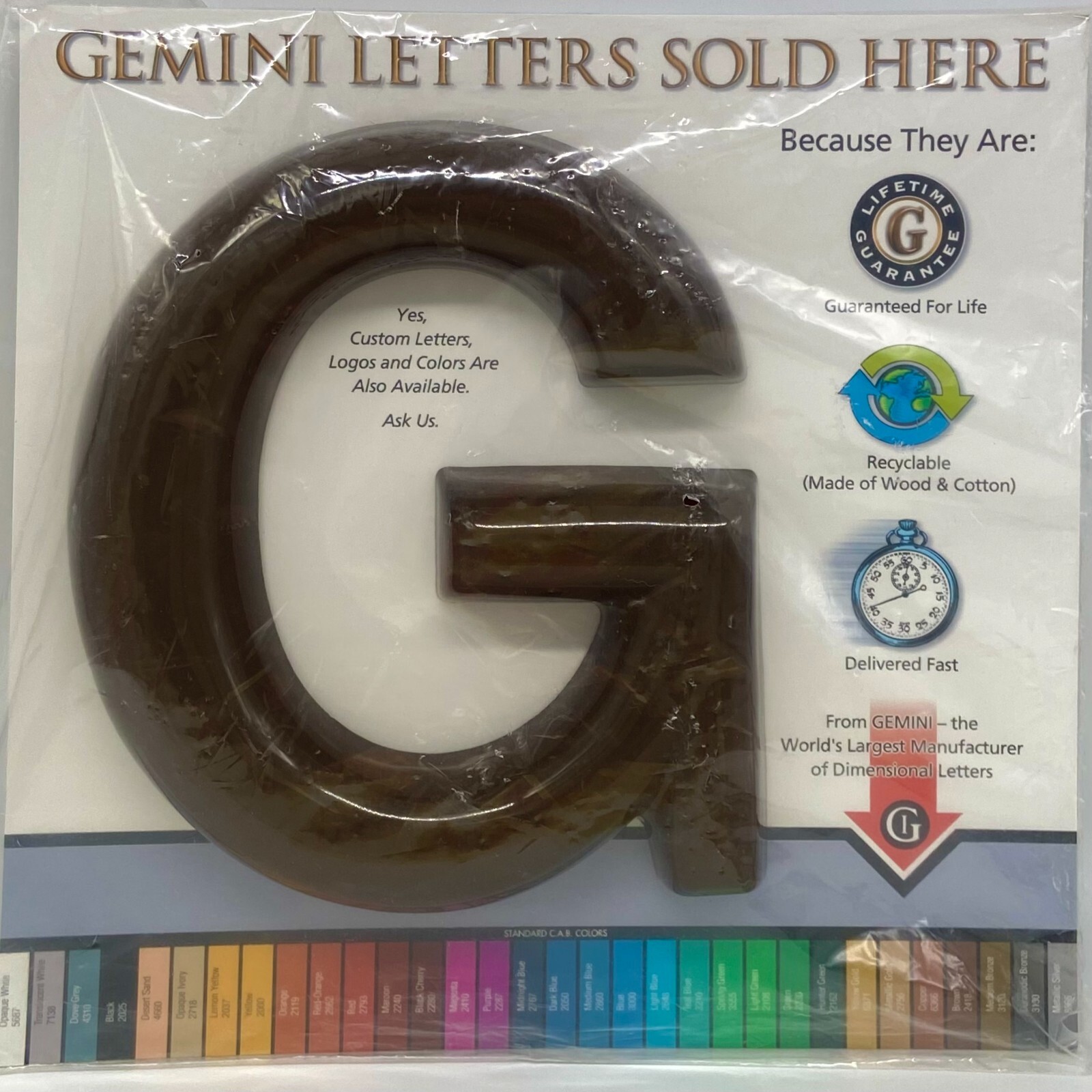 Letter G Gemini Letter Sign Wall Decor – New Old Stock – Helvetica – Dark Brown