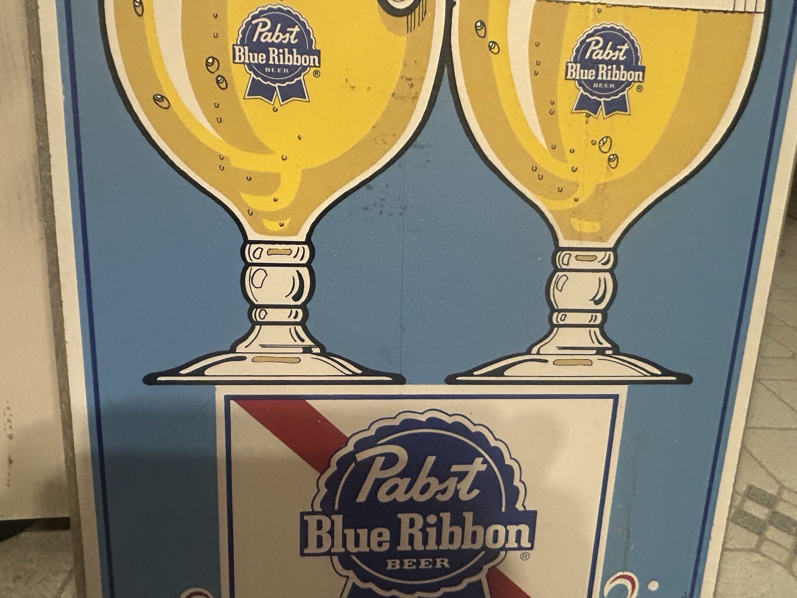 VINTAGE WOOD PABST BLUE RIBBON BEER SIGN TWO HEADS R BETTER THAN ONE PABST SIGN