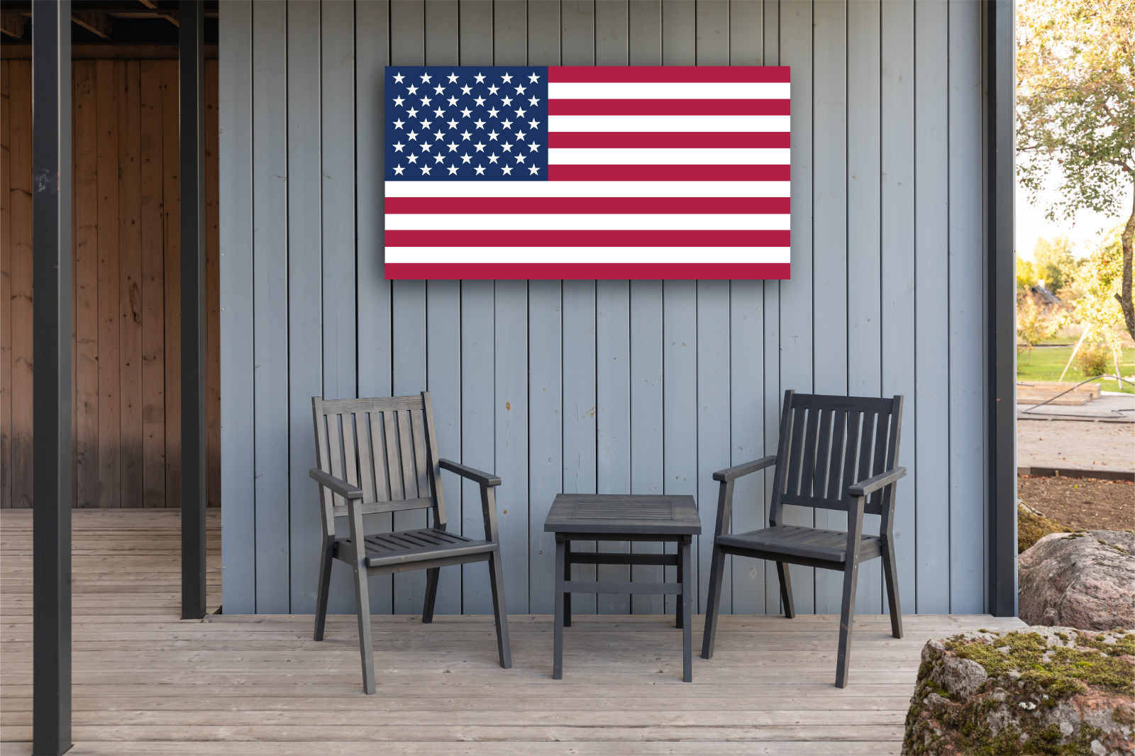 American Flag Sign – Rustic Metal Outdoor Sign – Patriotic Porch Sign Farmhouse