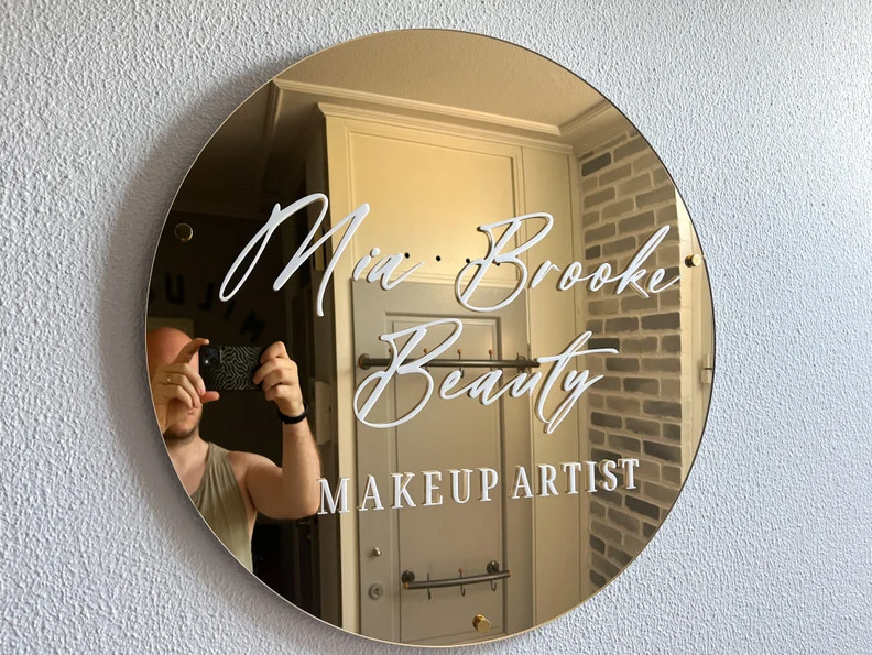 Custom Acrylic LED Logo Sign – Gold 3D Backlit Wall Décor for Salon Business
