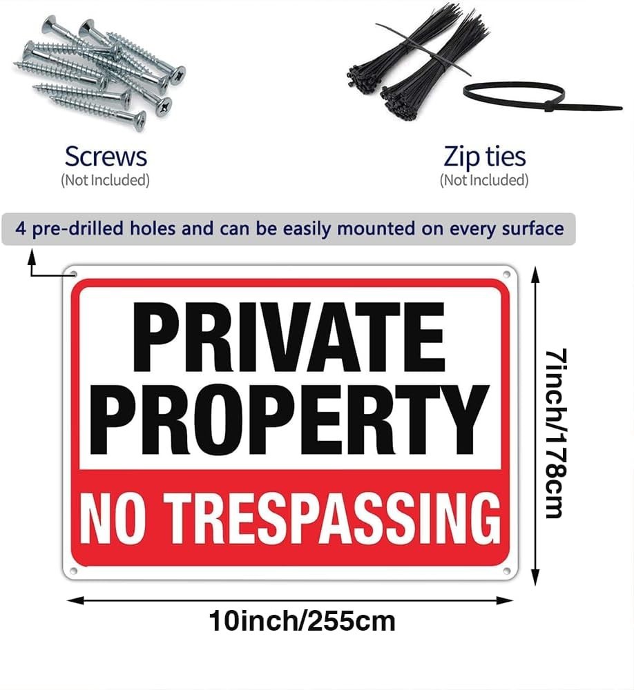 2-Pack No Trespassing Metal Signs 10×7 Inch – UV Protected, Waterproof Security