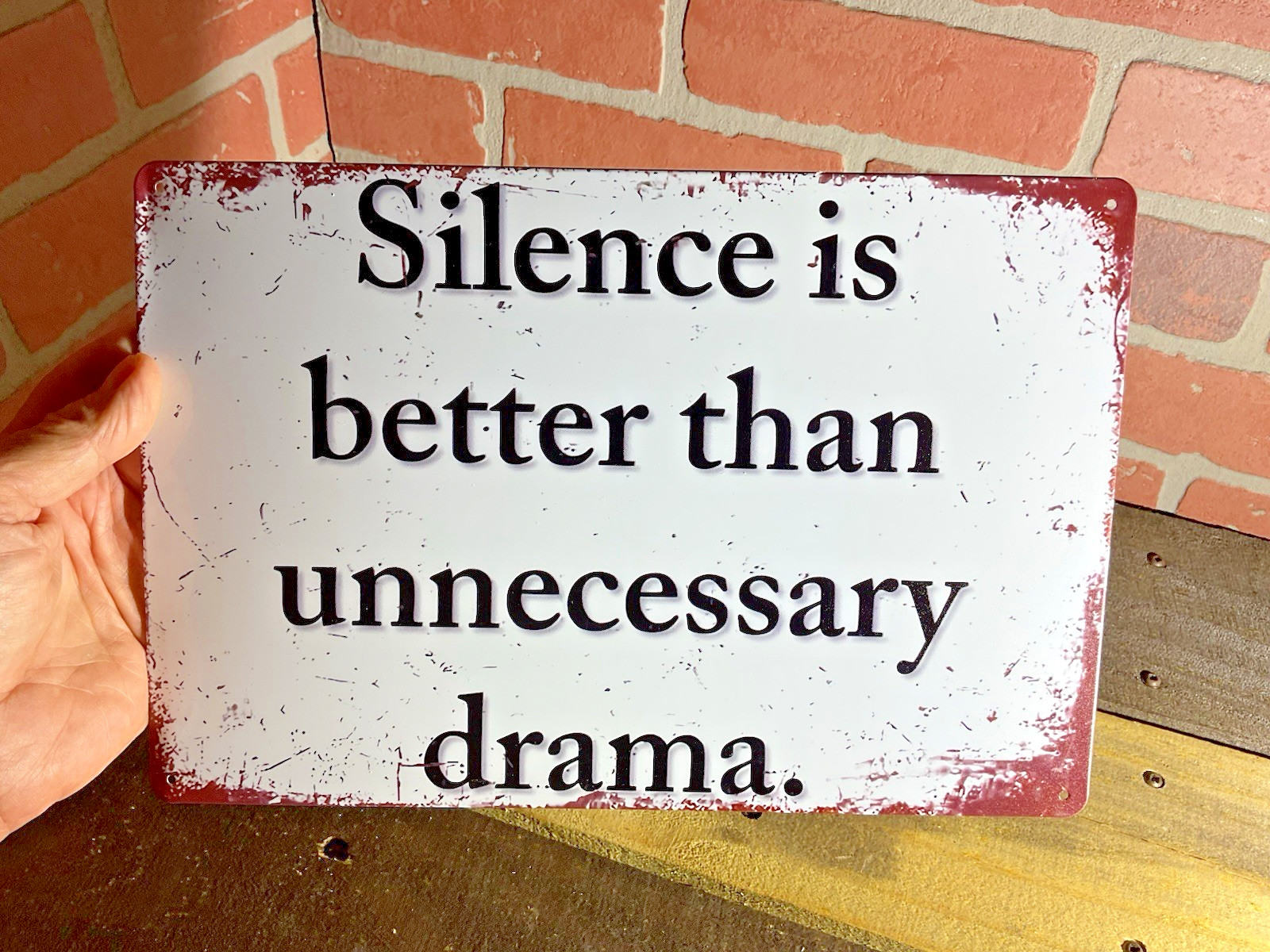 12″x8″ Patina Style “Silence is better than” inspirational sign…Ships Free!