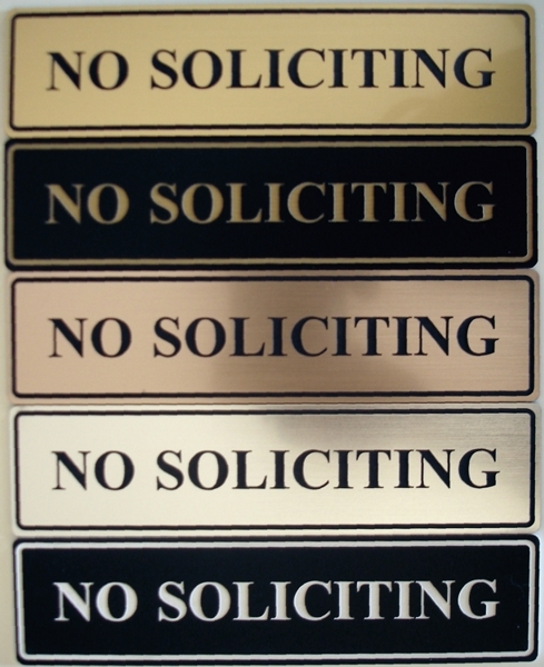NO SOLICITING Sign / Plaque Laser Engraved From Quality Outdoor Signage Material