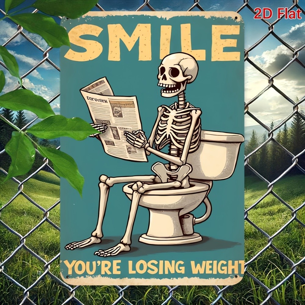 Vintage Skeleton Sign Funny Bathroom Aluminum Sign Many Sizes Available
