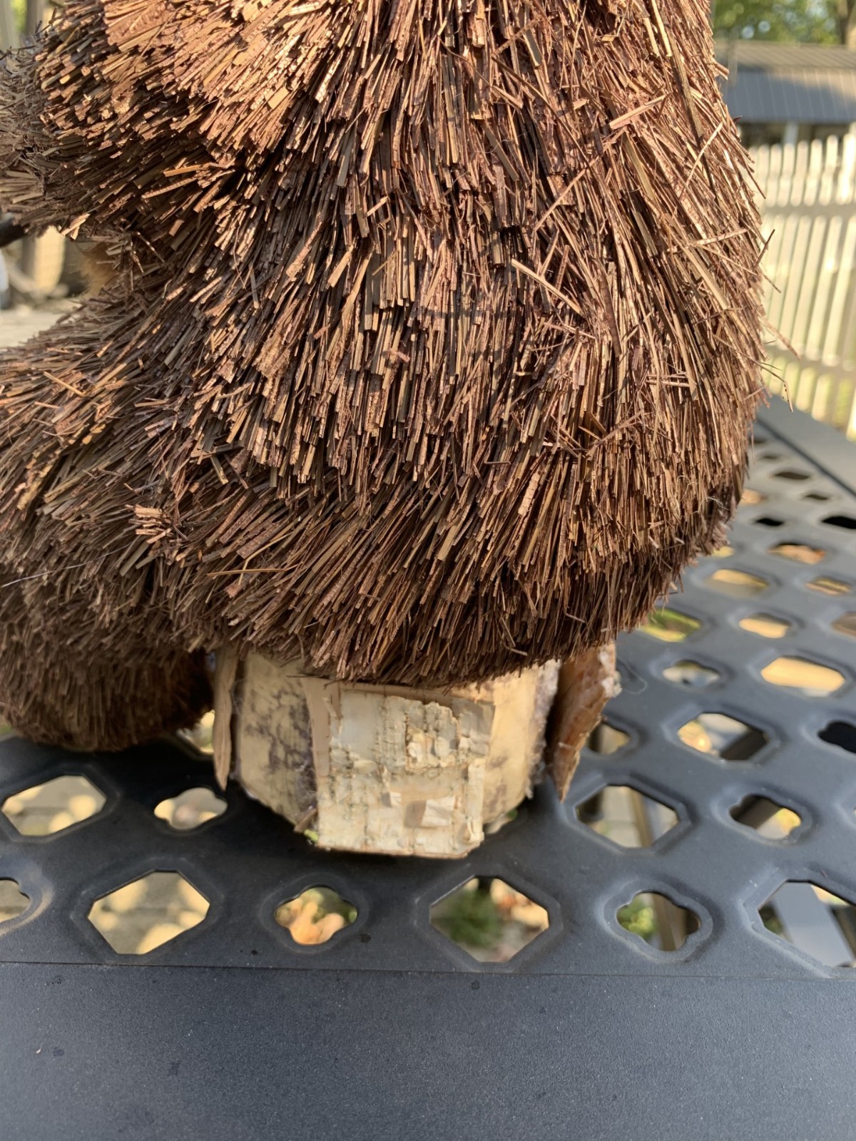 Rustic Bear Bead Eyes Roasting Marshmallows On Log See Description