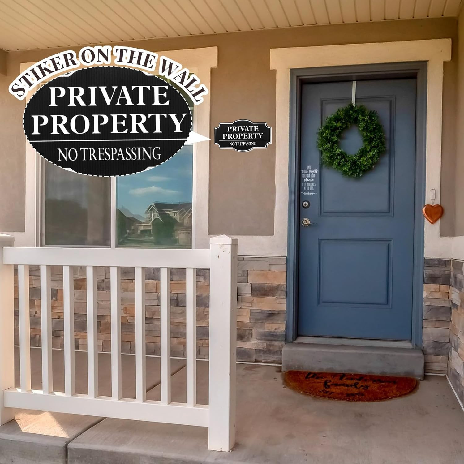 2 Pack Private Property No Trespassing Sign for House with Stake, 11.8 x 6.7 Inc