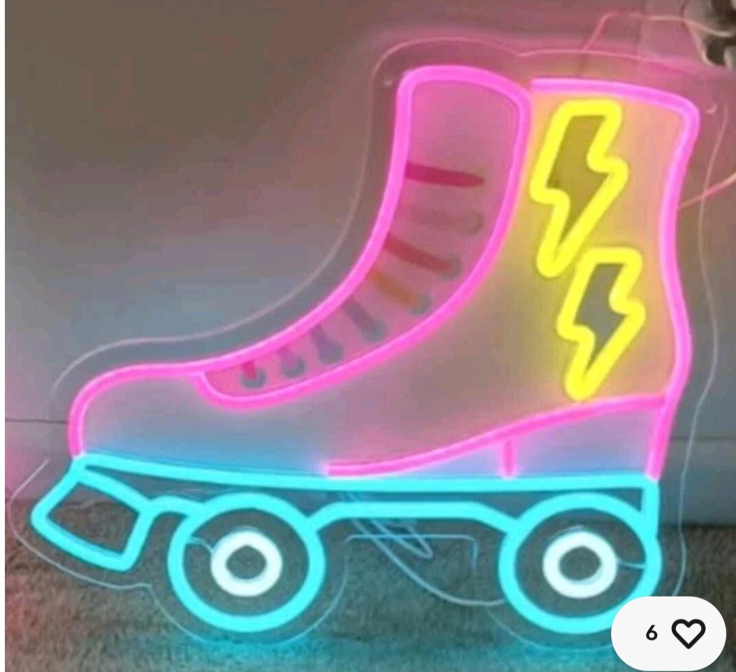 NEW LED ROLLER SKATE NEON LIGHT WALL ART / ROLLERSKATE SKATING LIGHT UP SIGN
